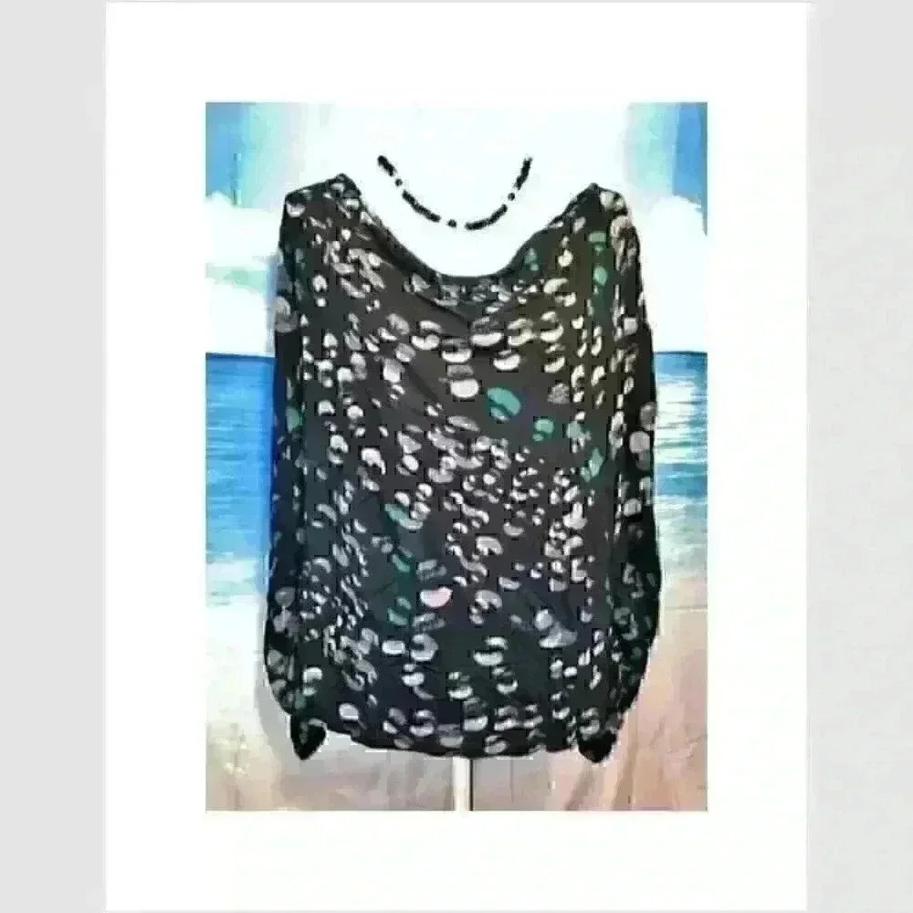 FRENCH CONNECTION Woman's DK NAVY BLUE Knit STRETCH Top LIGHTWEIGHT size Lg